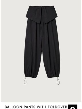 OAK + FORT Black Balloon Pants with Foldover Waistband